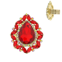 TEARDROP GEM WITH RHINESTONE STRETCH RING